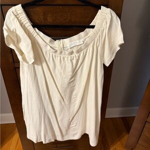Astr Cream Puff Sleeve Smocked Blouse